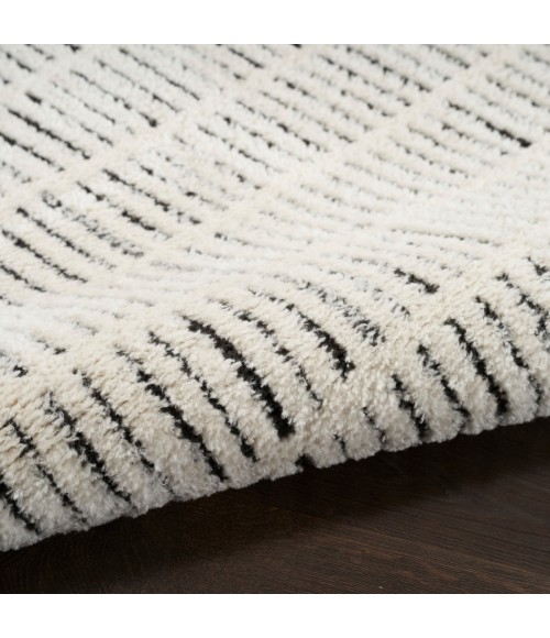 Nourison Cozy Modern Ivory Black CMD03 2 ft. 2 in. X 10 ft. Rect. Rug