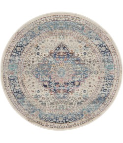 Nourison Vintage Kashan - Vka07 Ivory Blue Area Rug 4 ft. X Round