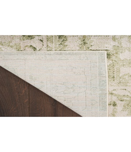 Nourison Astra Machine Washable Ivory Green ASW12 2 ft. 2 in. X 10 ft. Rectangle Rug