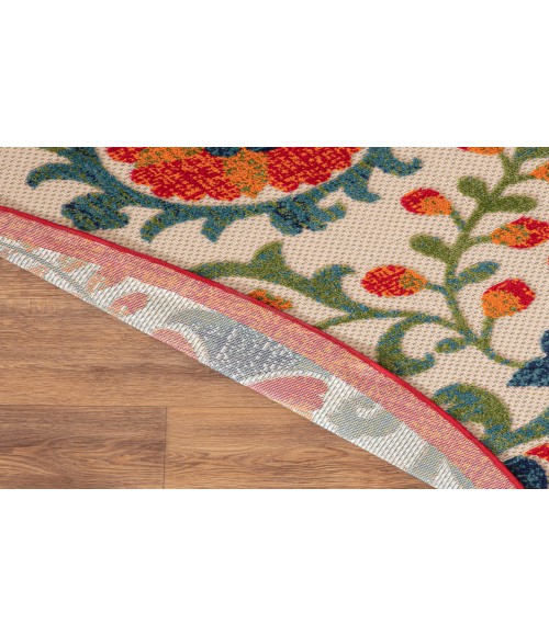 Nourison Aloha Red Multicolor ALH17 5 ft. 3 in. Round Rug