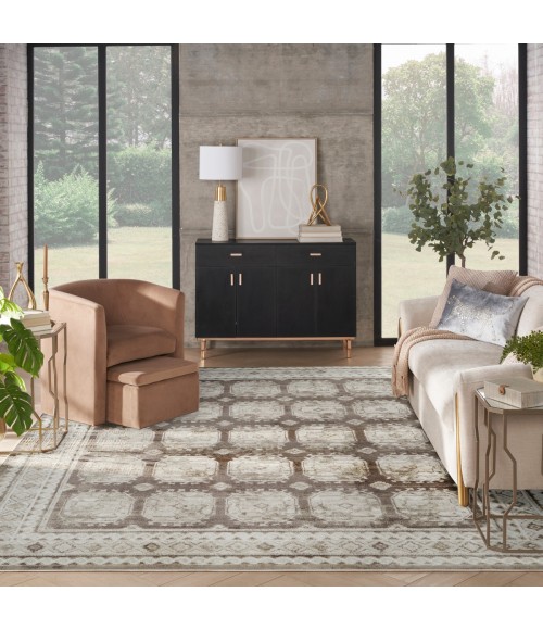 Nourison Dekor Ivory Brown DEK01 7 ft. 10 in. X 9 ft. 10 in. Rect. Rug