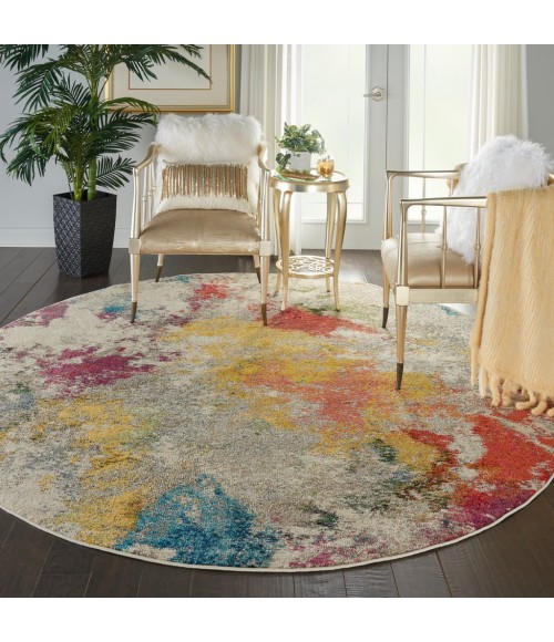 Nourison Celestial Round Area Rug CES12-Ivory/Multicolor