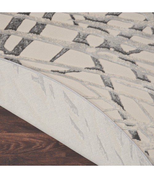 Rustic Textures Area Rug Nourison Rustic Textures Area Rug RUS17 Ivory/Grey 7'10" Round