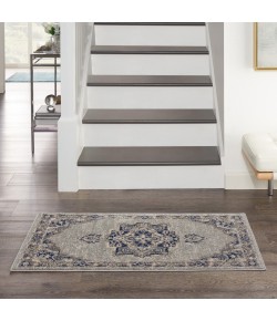 Nourison Tranquil(Traql) - Tra14 Grey Navy Area Rug 2 ft. X 4 ft. Runner