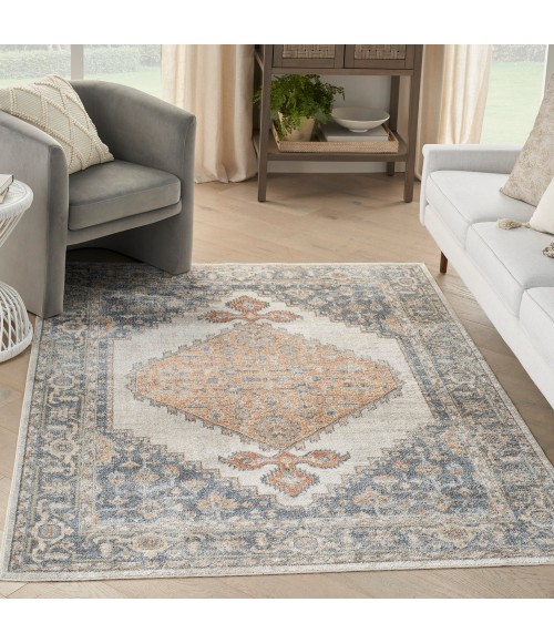Nourison Astra Machine Washable Area Rug ASW11 Grey/Gold