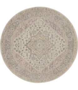 Nourison Tranquil(Traql) - Tra06 Ivory Pink Area Rug 5 ft. 3 X Round