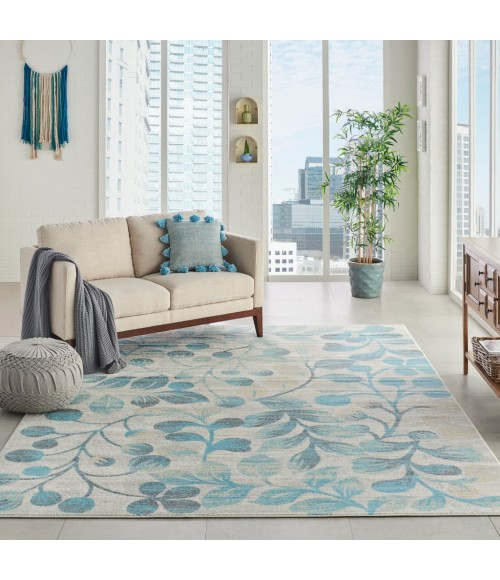 Nourison TRANQUIL Area Rug Nourison Tranquil Area Rug TRA03-Ivory/Turquoise