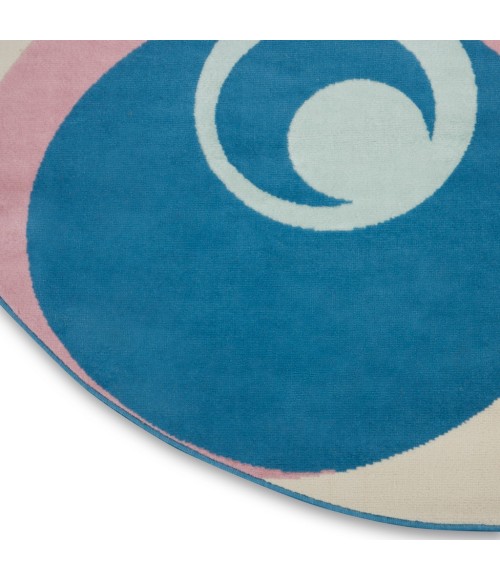 Nourison Grafix Round Area Rug GRF21-Blue Multi Colored