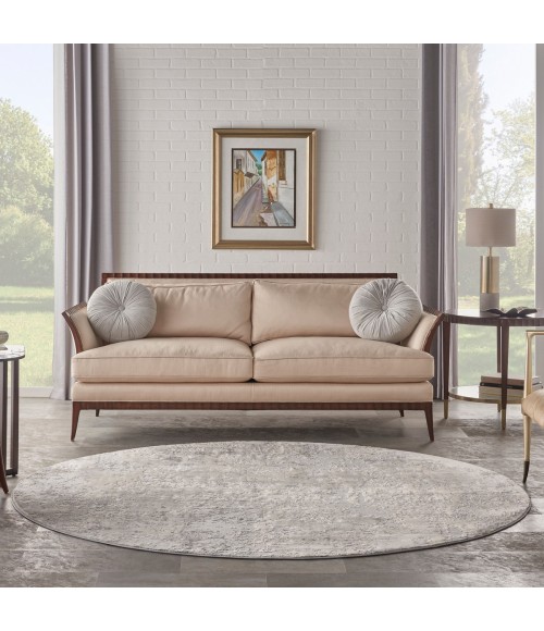 Nourison Rustic Textures Area Rug RUS07 Grey/Beige 7'10" Round