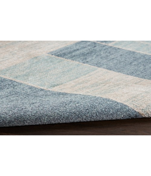 Nourison Astra Machine Washable Blue Ivory ASW09 2 ft. 2 in. X 8 ft. Rectangle Rug