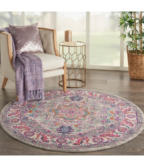 Nourison Passion Area Rug PSN20 Light Grey/Pink 4' x ROUND