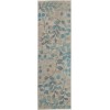 Nourison Tranquil(Traql) - Tra03 Ivory Turquoise Area Rug 2 ft. 3 X 7 ft. 3 Rectangle