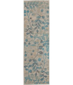 Nourison Tranquil(Traql) - Tra03 Ivory Turquoise Area Rug 2 ft. 3 X 7 ft. 3 Rectangle