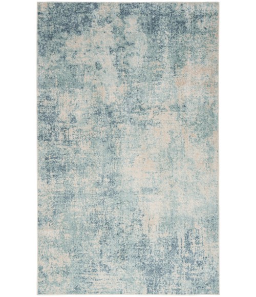Nourison Astra Machine Washable Blue Ivory ASW07 5 ft. 3 in. X 7 ft. Rectangle Rug