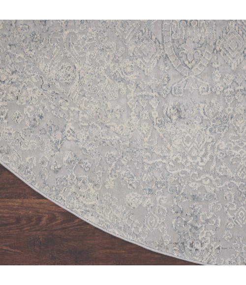 Rustic Textures Area Rug Nourison Rustic Textures Area Rug RUS09 Ivory/Light Blue 5'3" Round