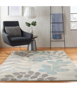 Nourison Tranquil(Traql) - Tra01 Ivory Light Blue Area Rug 5 ft. 3 X 7 ft. 3 Rectangle