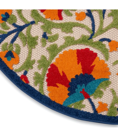 Nourison Aloha Round Area Rug ALH20-Red/Multicolor