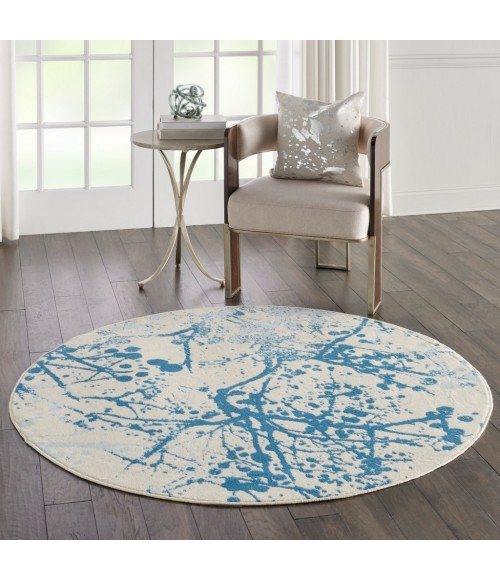 Nourison Jubilant Round Area Rug JUB12-Ivory/Blue