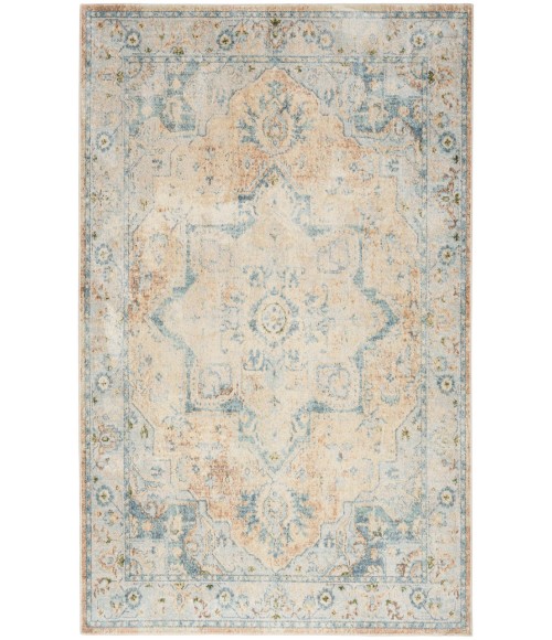 Nourison Astra Machine Washable Beige Blue ASW12 4 ft. X 6 ft. Rectangle Rug