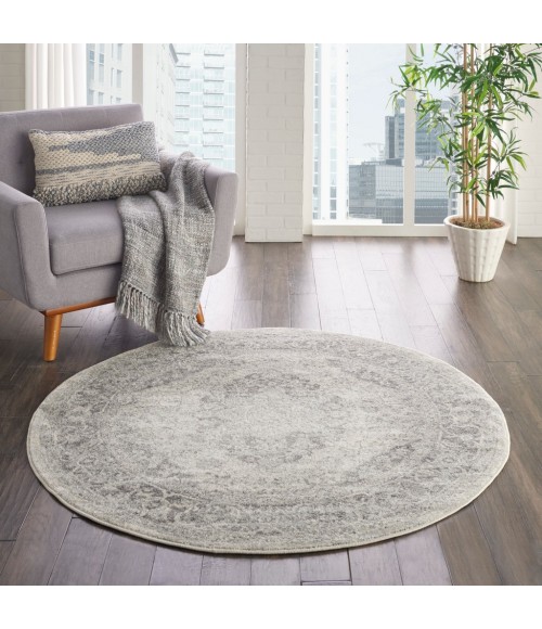 Nourison TRANQUIL Area Rug Nourison Tranquil Round Area Rug TRA05-Ivory/Grey