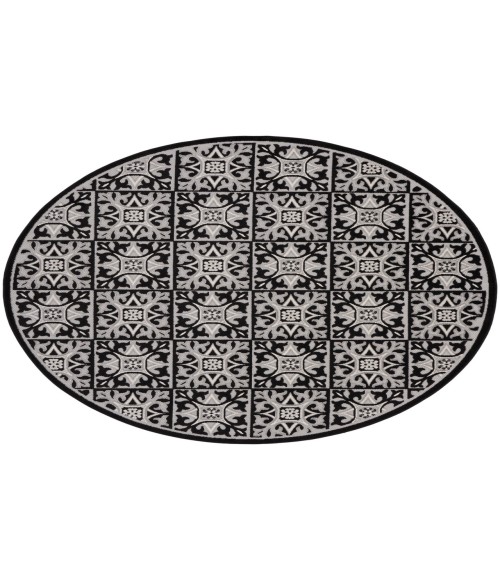 Nourison Aloha Black White ALH34 7’10” Round Rug