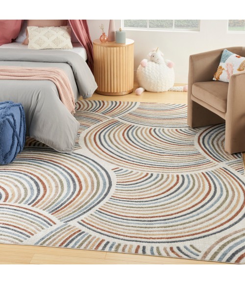 Nourison Astra Machine Washable Area Rug Nourison Astra Machine Washable Area Rug ASW08 Ivory/Multi