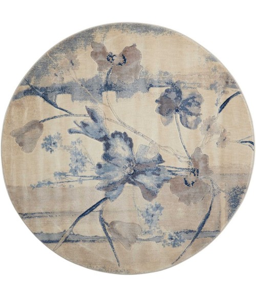 Nourison Somerset Round Area Rug ST18-Ivory/Blue