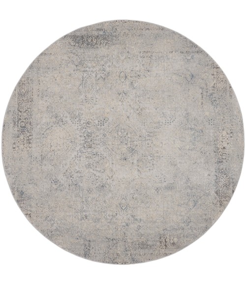 Rustic Textures Area Rug Nourison Rustic Textures Area Rug RUS09 Ivory/Light Blue 5'3" Round