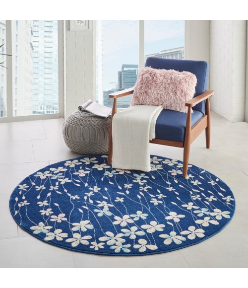 Nourison Tranquil Round Area Rug TRA04-Navy