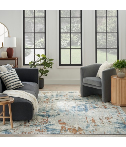 Nourison Concerto Beige Blue Rust CNC01 5 ft. 3 in. X 7 ft. 3 in. Rect. Rug