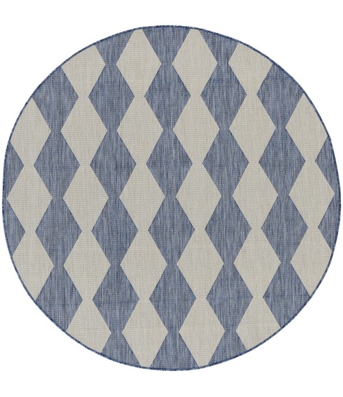 Nourison Positano Navy Blue POS04 6 ft. X Round Rug