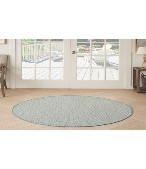 Nourison Courtyard Ivory Aqua COU01 5 ft. Round Rug