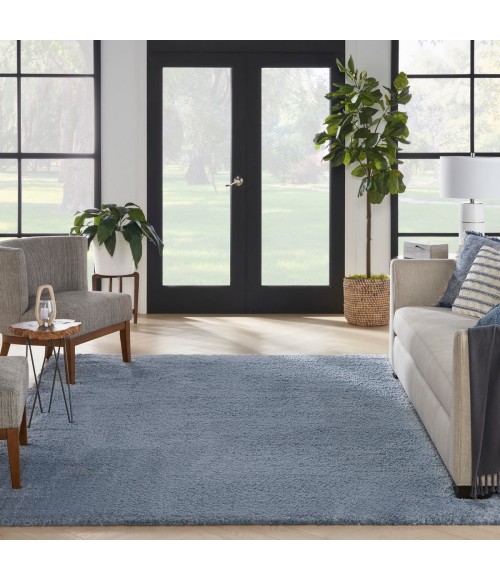 Nourison Luxurious Shag Light Blue LXR05 7 ft. 10 in. X 9 ft. 10 in. Rect. Rug