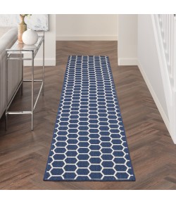 Nourison Reversible Indoor Outdoor Navy RVB01 2 ft. 2 in. X 10 ft. Rect. Rug