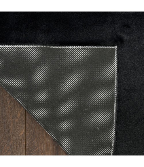 Nourison Soft Plush Rabbit Fur Black SFF01 4 ft. X 6 ft. Rect. Rug