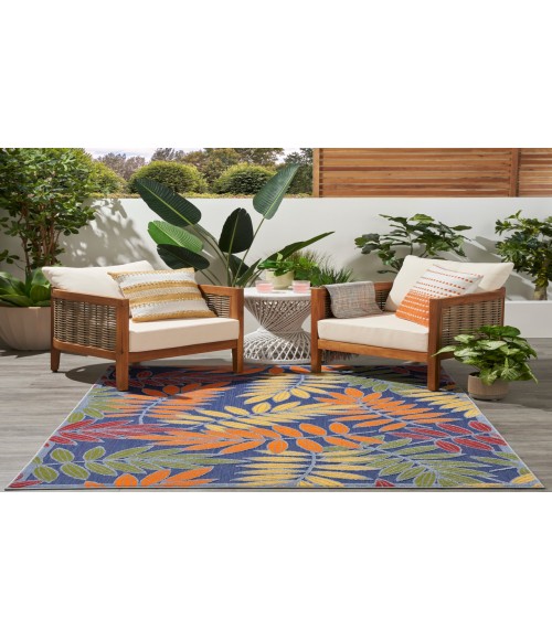 Nourison Aloha Navy Multicolor ALH18 5 ft. 3 in. X 7 ft. 5 in. Rectangle Rug