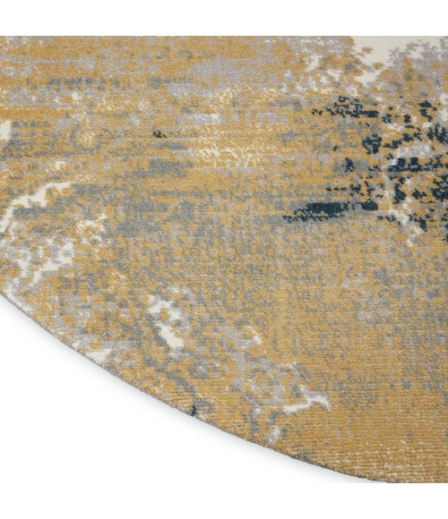 Nourison Twilight Round Area Rug TWI22 Navy Gold 8' Round