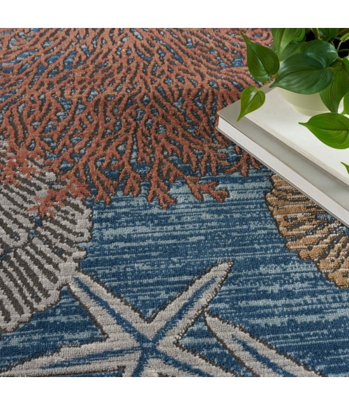Nourison Pompeii Blue Multicolor PMP04 6 ft. X 9 ft. Rect. Rug