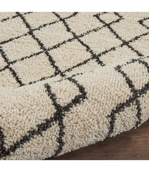 Nourison Geometric Shag Ivory/Charcoal GOS01 2 ft. 2 in. X 3 ft. 9 in. Rect. Rug