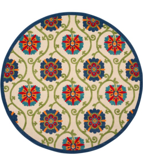Nourison Aloha Round Area Rug ALH19-Blue/Multicolor