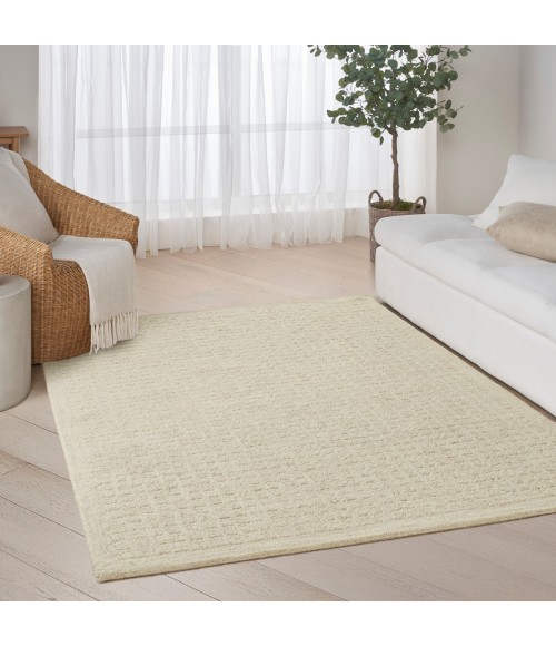 DKNY Pure Grids Ivory Beige PGR01 5 ft. X 7 ft. Rect. Rug