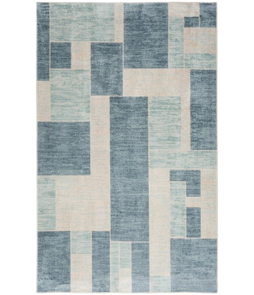 Nourison Astra Machine Washable Blue Ivory ASW09 7 ft. 10 in. X 10 ft. Rectangle Rug