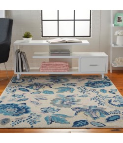 Nourison Tranquil(Traql) - Tra02 Ivory Light Blue Area Rug 6 ft. X 9 ft. Rectangle