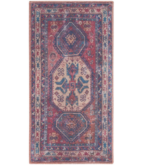 Nicole Curtis Machine Washable Series 1 Area Rug Nicole Curtis Machine Washable Series 1 Area Rug SR105 Red/Navy 2' x 4'