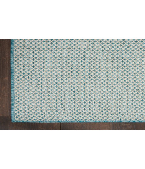 Nourison Courtyard Ivory Aqua COU01 8 ft. Square Rug