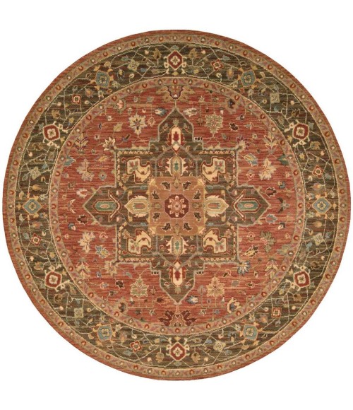 Nourison Living Treasures Round Area Rug LI01-Rust