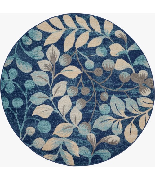 Nourison Tranquil Round Area Rug TRA03-Navy