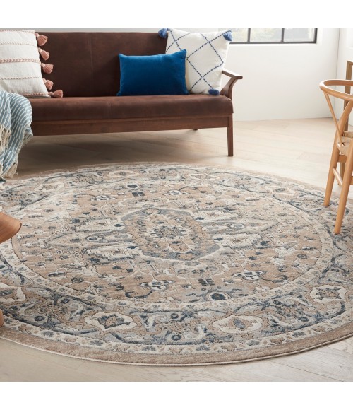 Nourison Quarry Beige Grey QUA05 10 ft. X Round Rug