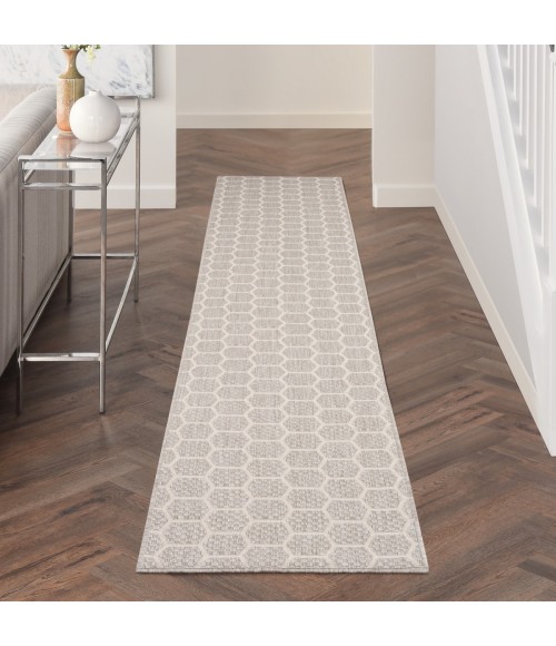 Nourison Reversible Indoor Outdoor Grey RVB01 2 ft. 2 in. X 12 ft. Rect. Rug