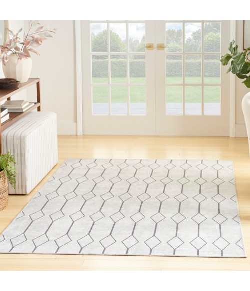 Nicole Curtis Machine Washable Series 1 Area Rug SR107 Ivory/Grey